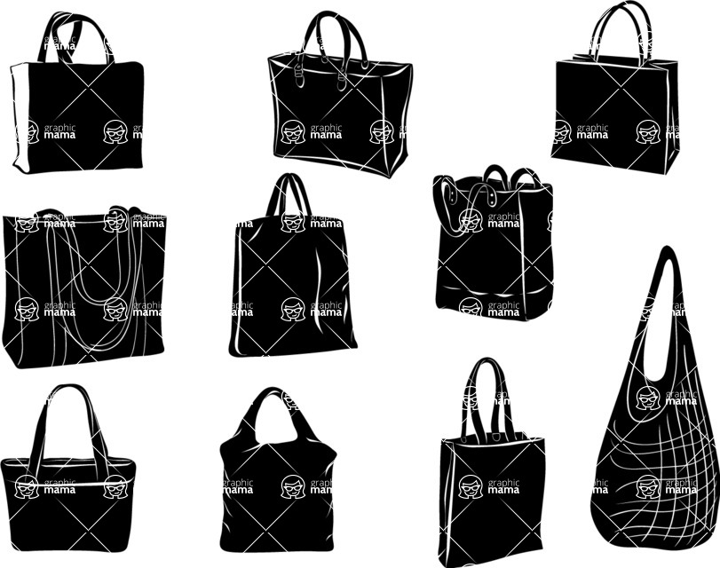 Vector silhouettes - Vector Shopping Bags Silhouettes Set